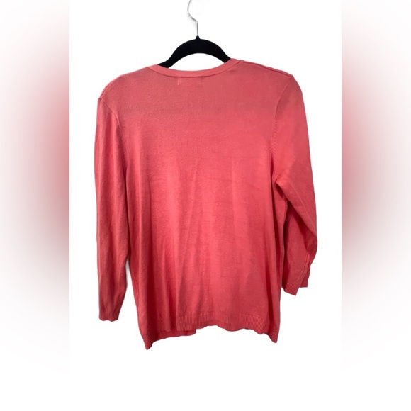 Dressbarn Button Up Cardigan, Size 1X, Salmon - Picture 2 of 3